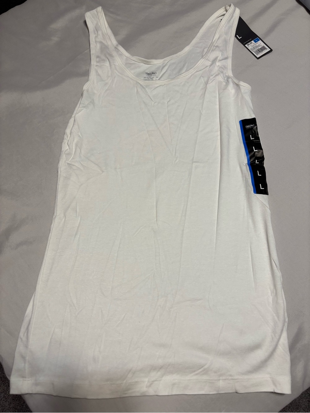 Mossimo Women’s White Stretch Microrib Tank Top Large